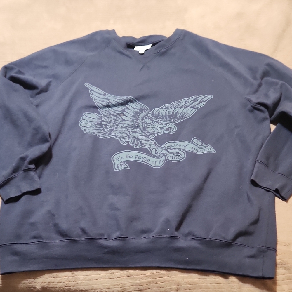 Men's Dark Blue Crewneck Sweater with Eagle Design